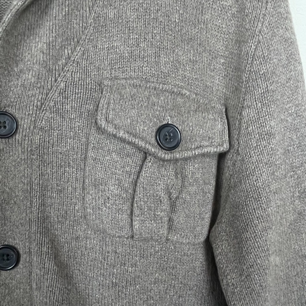 Banana Republic Men's Cardigan L Taupe Grandpa Sweater Patch Pockets - Picture 5 of 7